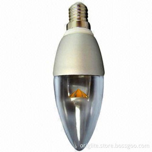 COB LED Candle Lamp, 3W, Samsung Chip, Lifud Power, COB LED, PC Bulb, 90lm/W, Hollowed-out Heatsink